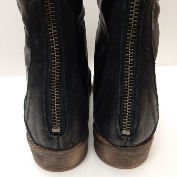 REBELS Mixed Media Short Boots Soft Genuine Leather Modern Black Sz 6 M - Picture 11 of 16